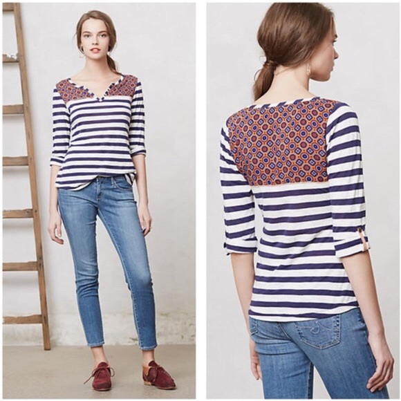 Anthropologie Tops - Anthropologie Postmark Mixed Print Top